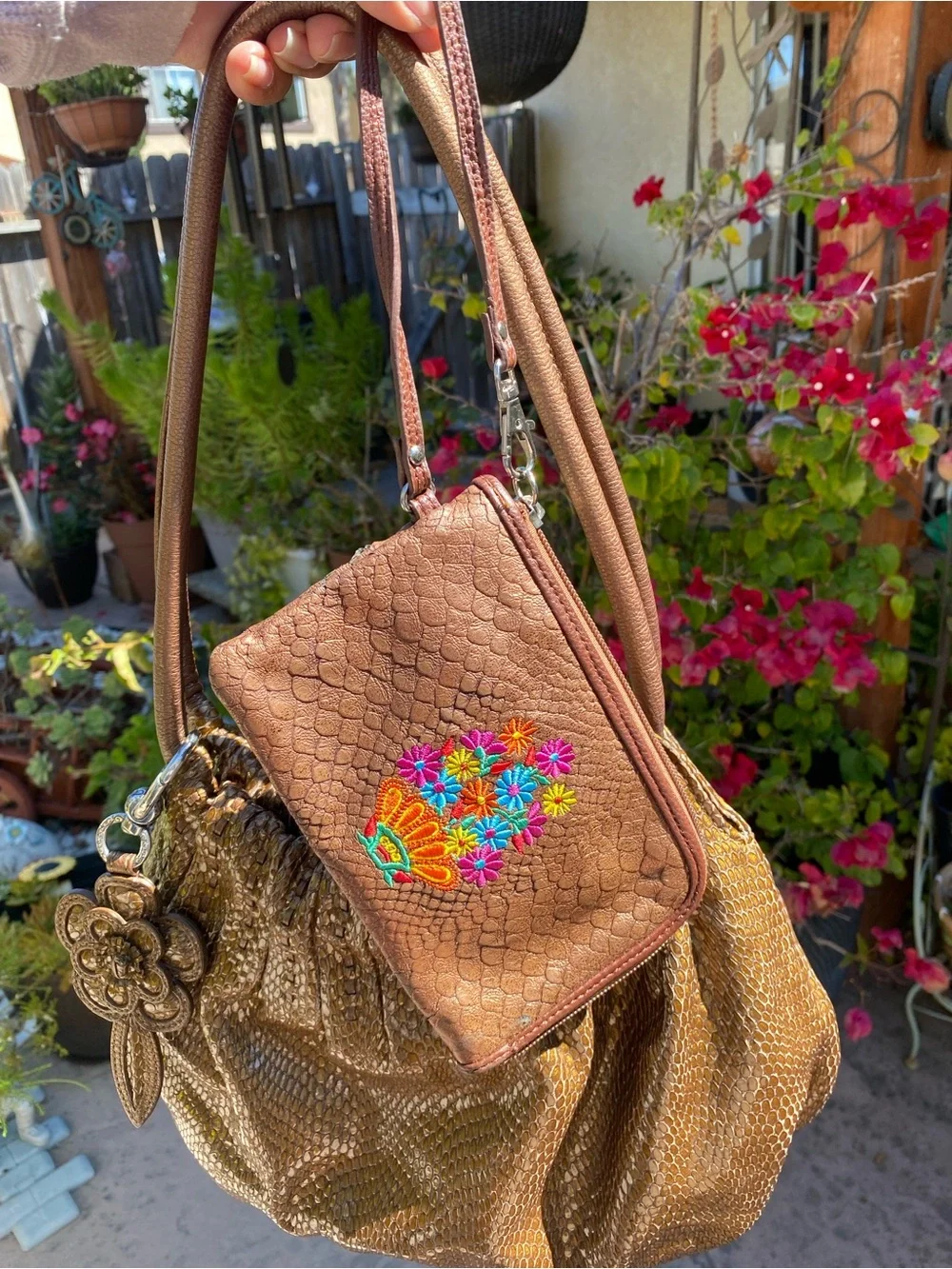 Brighton hobo bag with flower charm